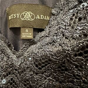 Betsy & Adam Black Lace Intimate Sleepwear with Floral Design